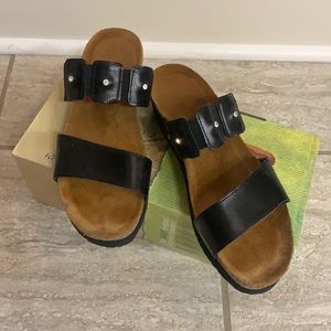 NAOT Ashley black wedge slide sandal rhinestones LIKE NEW